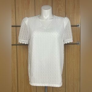 Bella Elegant White Blouse with Lace Trim SZ - XL